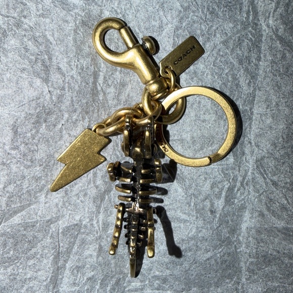 Coach Small Rexy 3D Skeleton Bag Charm Keychain in Brass NEW - Picture 5 of 16